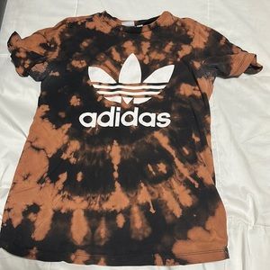 Bleach dyed black adidas shirt